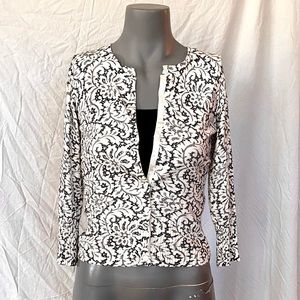Express Ivory & Black Cardigan, 3/4 Length Sleeves, Size Small